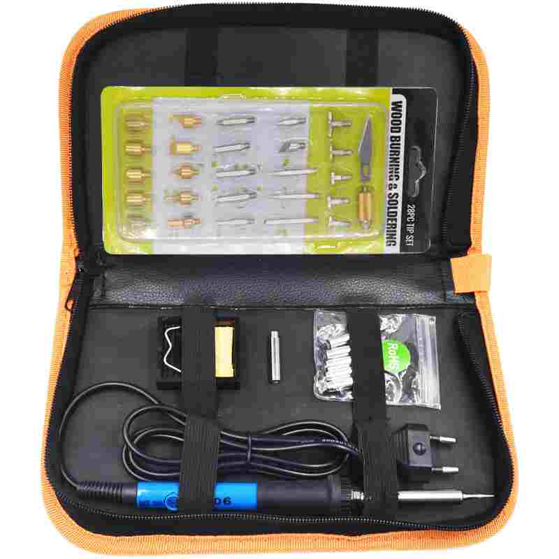 厂家直销新款电烙铁套装110V可调温烙画烙铁套装37件套220V60W