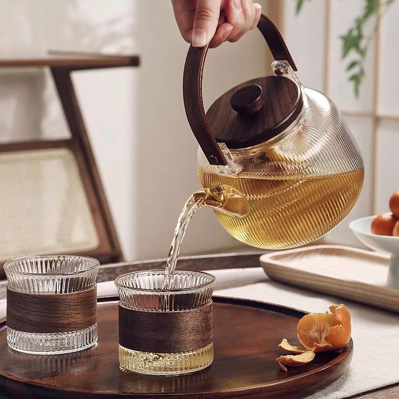 耐热养生花茶壶套装水果茶壶蜡烛加热围炉泡茶壶过滤玻璃电煮茶具