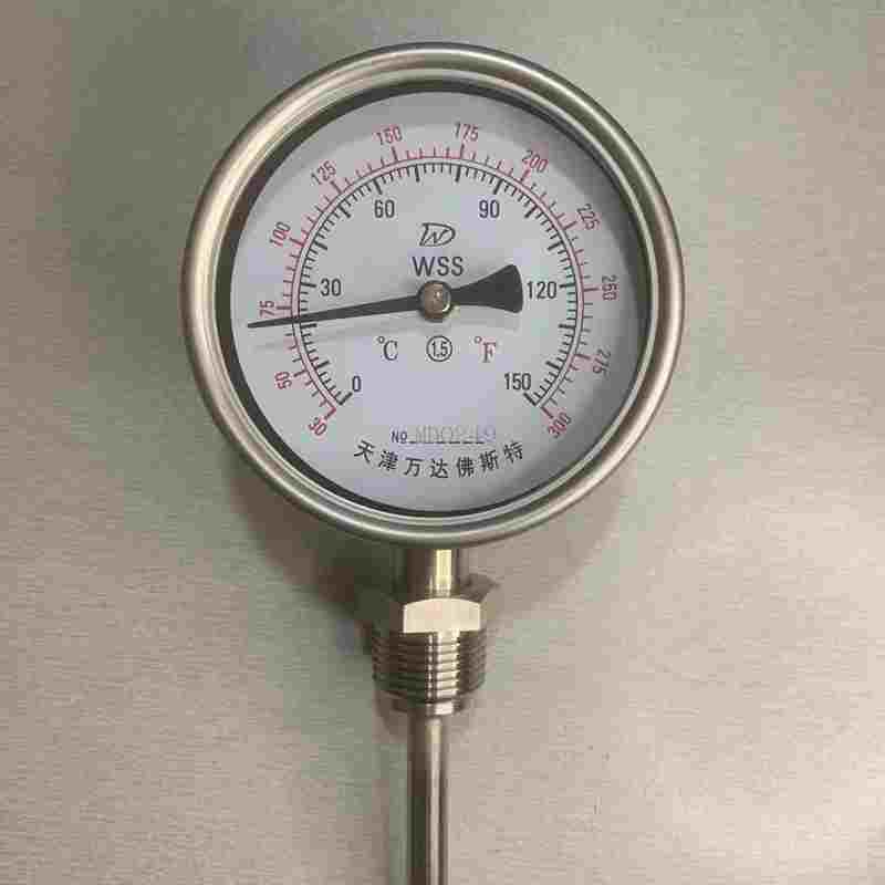 万达佛斯特全不锈钢双金属温度计WSS-411F径向指针锅炉管道温度表