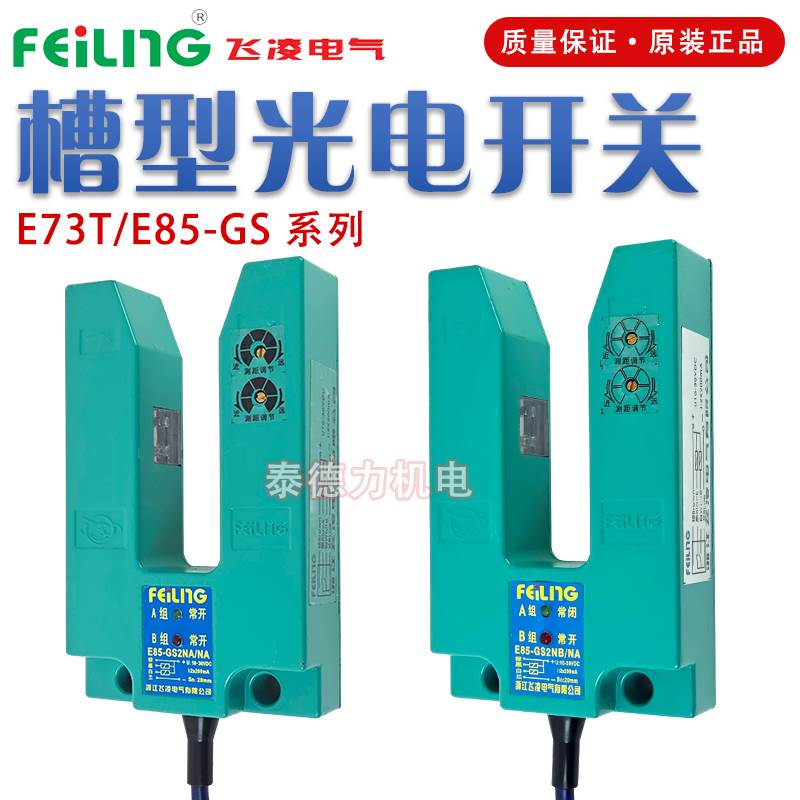 飞凌电气 E85/E73T-GS3NA/NB/A/2槽型光电开关GS2PA传感器U型四线