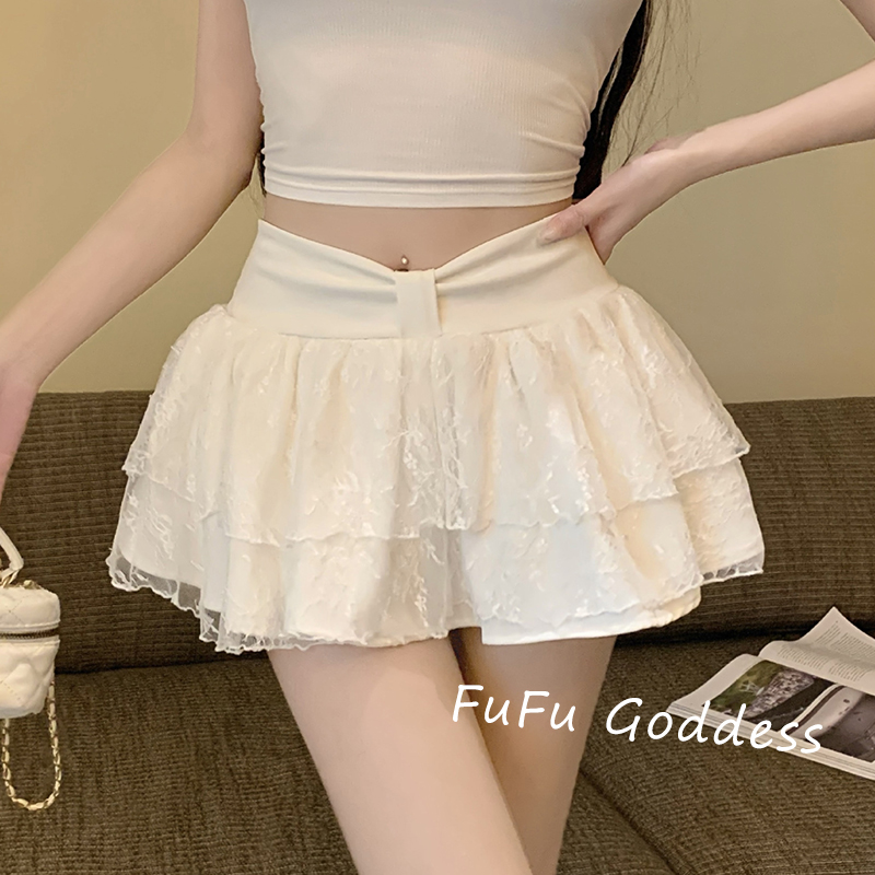 【蕾丝蛋糕裙】甜美高腰a字短裙
