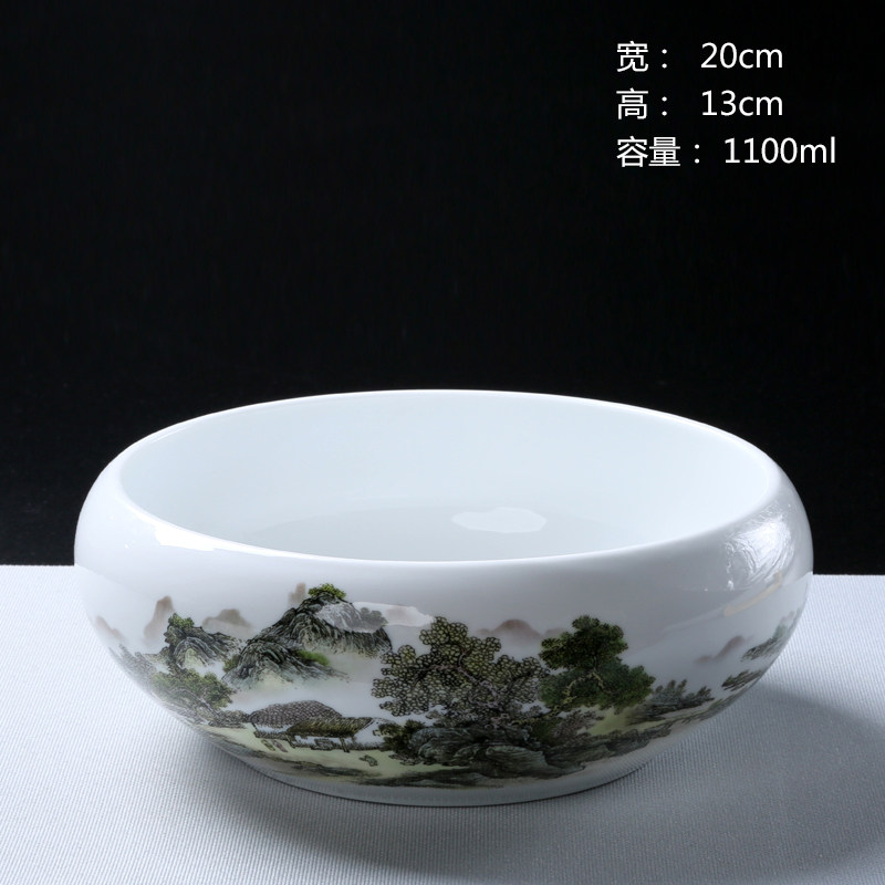 热销水养水培无孔陶瓷花盆大号纯白碗莲绿萝铜钱草富贵竹花盆多肉