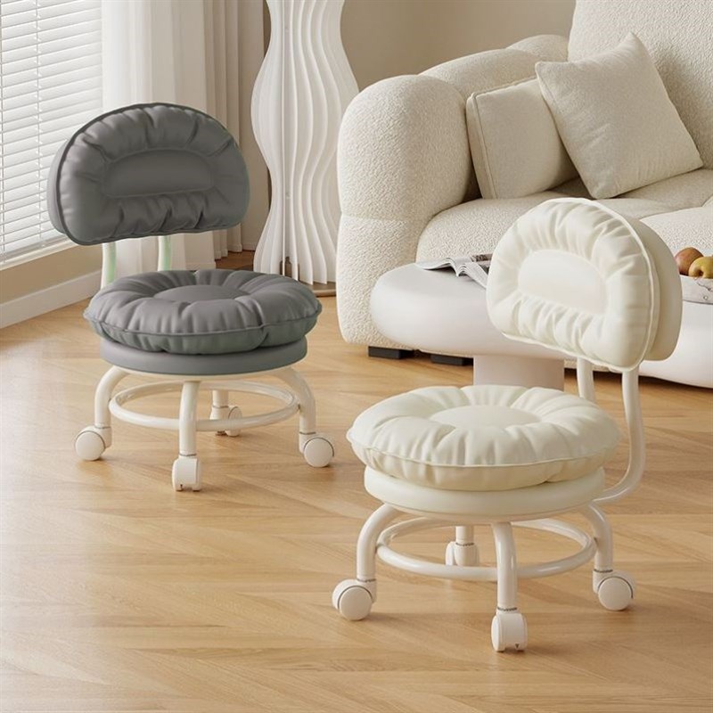 热销万向轮小凳子滑轮圆凳家用带娃神器儿童学步板凳美缝美甲旋转