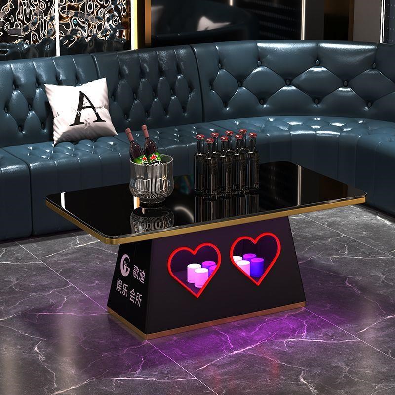 热销KTV茶几吧台 大理石钢化玻璃包厢酒吧清吧钛金沐足包房发光氛