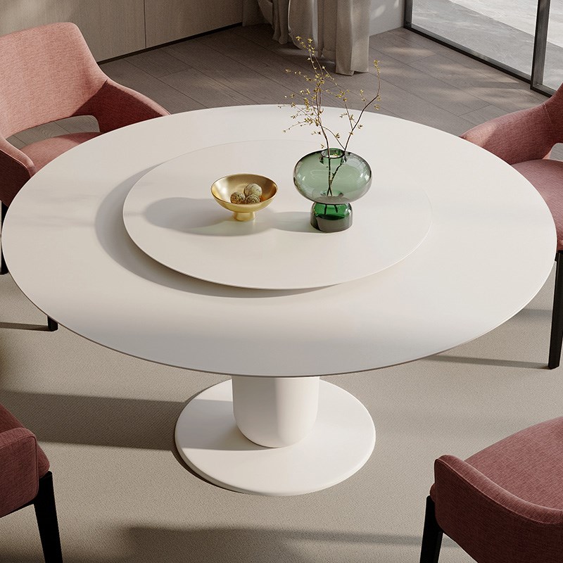 热销钢化玻璃餐桌现代简约轻奢饭桌家用玻璃桌子圆形双层转盘餐桌