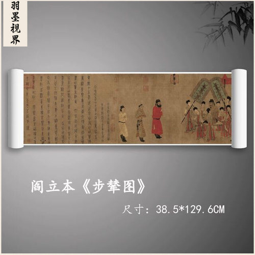 阎立本步辇图古画原版复制真迹