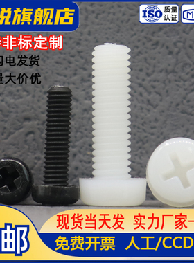 黑色PA66尼龙圆头十字螺丝钉抗腐蚀M2.5 M2M3M4*x4x5x6x8x12x20mm