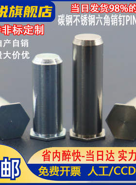 六角压铆销钉PIN/PINS-M3M4M5M6不锈钢圆柱导向定位销碳钢镀锌