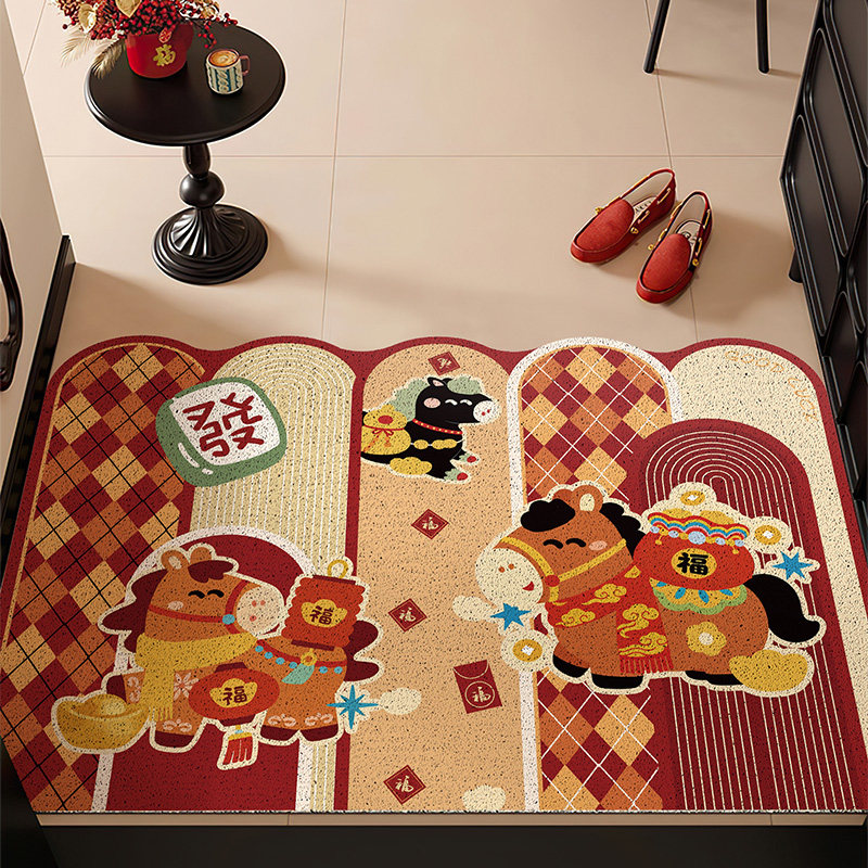 新年马年红色入户门地垫进门门口玄关防滑耐脏蹭土丝圈脚垫可裁剪,居家布艺,入户地垫,淘宝优惠券,粉丝福利购,淘宝优惠卷