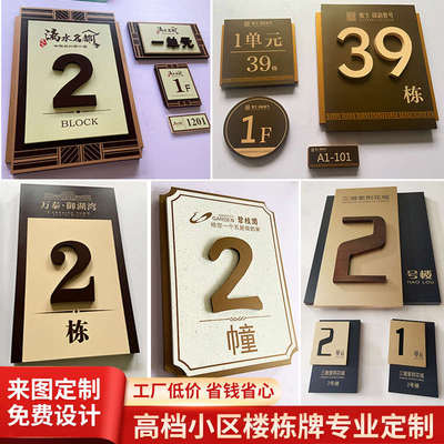 小区楼栋牌单元牌楼层牌导视门牌学校酒店仿O古不锈钢铜牌标识号