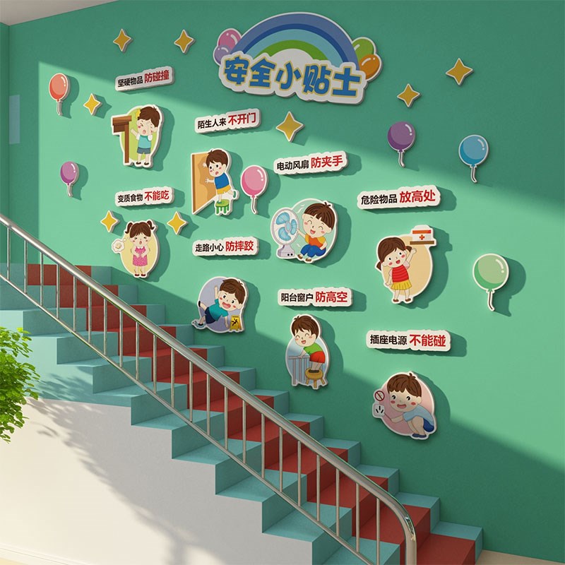 幼儿园文化墙面装饰主题托管班中心机构H环创成品垃圾分类标识贴