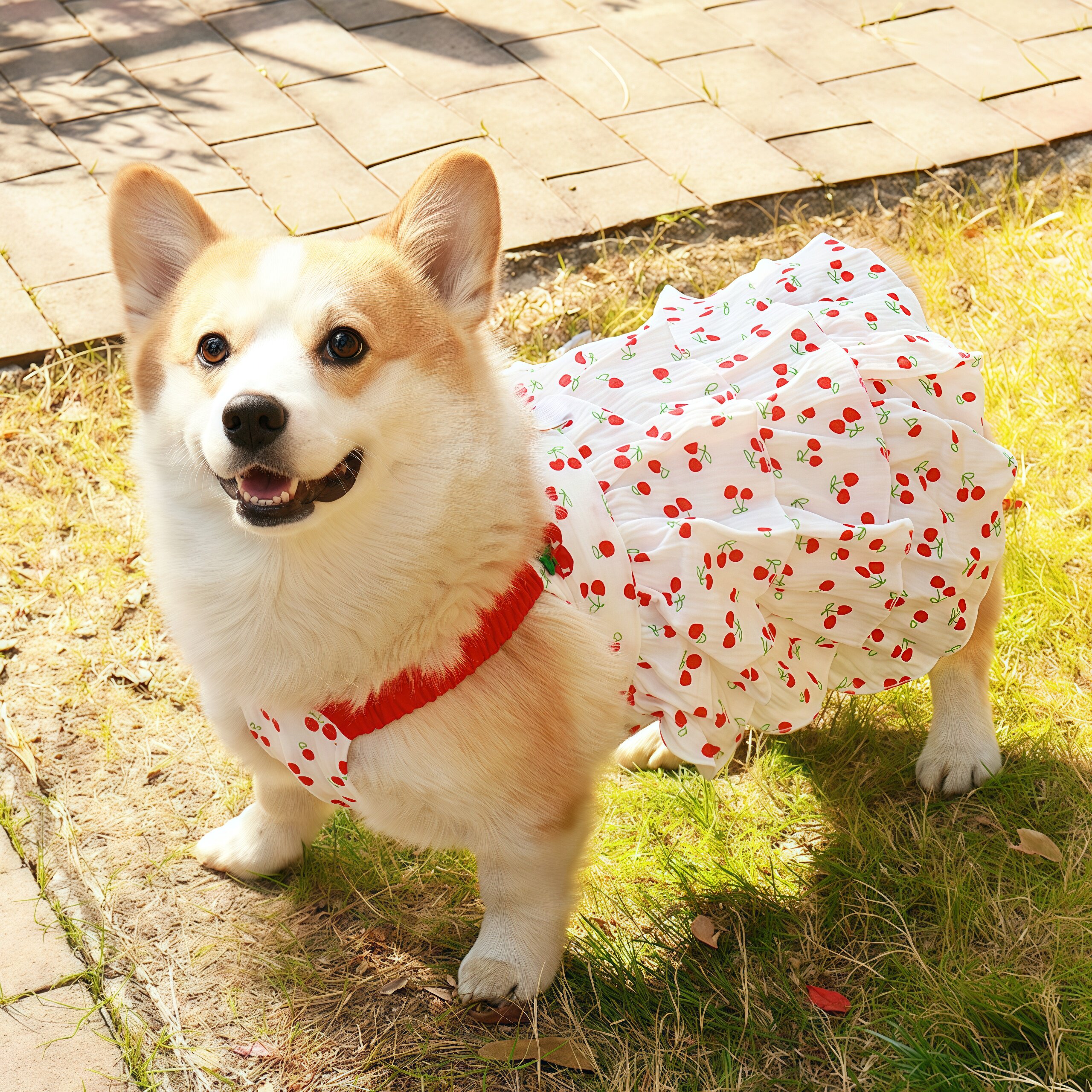 柯基柴犬比熊泰迪公主吊带裙