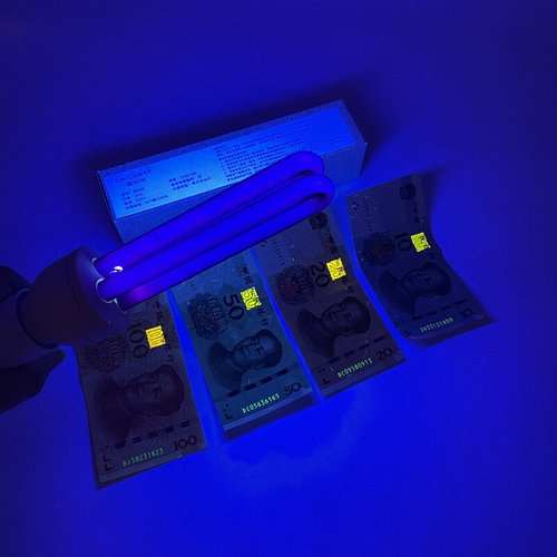 。雪莱特220V紫外线365nm捕虫诱蚊验钞灯泡18W密室荧光剂反应黑光