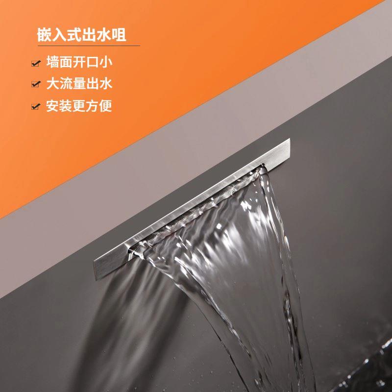 蜂虎鸟 全铜大流量泡池浴缸瀑布水龙头枪灰色嵌入墙式鱼池出水咀