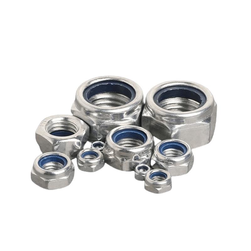 镀锌尼龙防松螺母防脱防滑自锁螺六角螺帽M2M3M4M5M6M8M10M12-M30