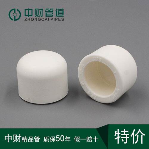 中财ppr热水管ppr水管ppr管件管堵闷头管帽20/25/32/40/50/63白色
