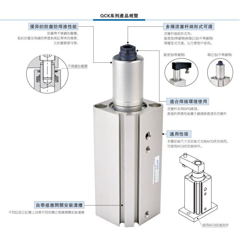 原装亚德客回转下压转角气缸QCKL50X10S QCKR50X10X20X30X50-S-M