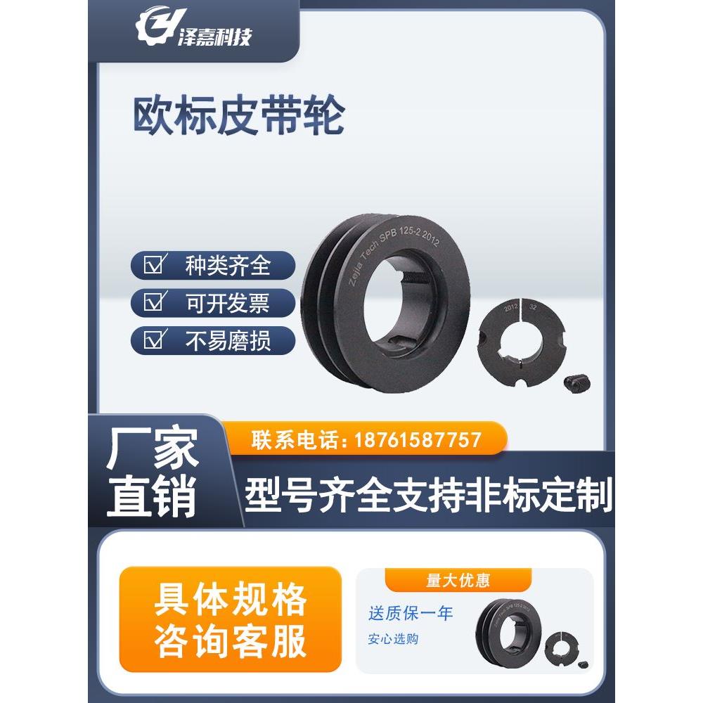 欧标皮带轮SPB125-02-2012 电机V型双槽铸铁含锥套皮带盘