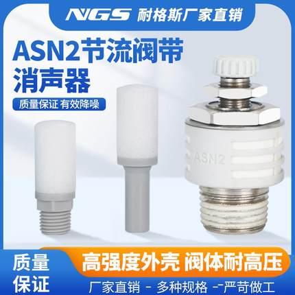 树脂节流消音消声器ASN2-M5/01/02/03/04直插式AN15/20-C06 08 10