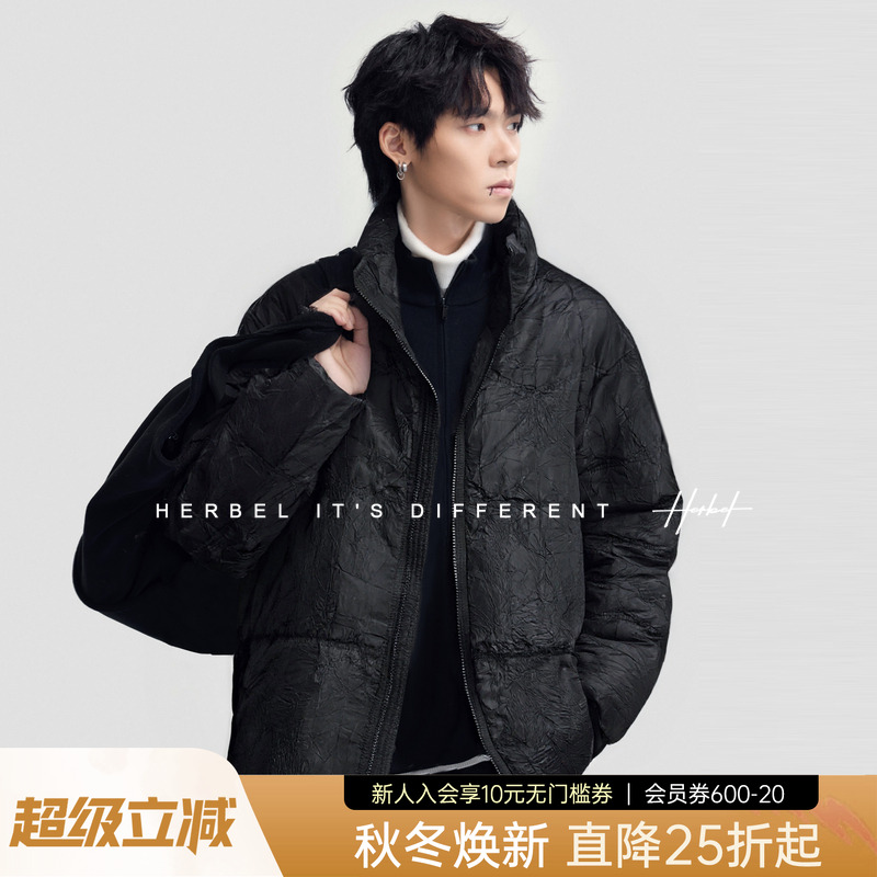 黑白鹅绒羽绒服冬季宽松大码