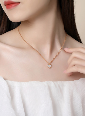 新款不规则爱心项链纯银韩版小众