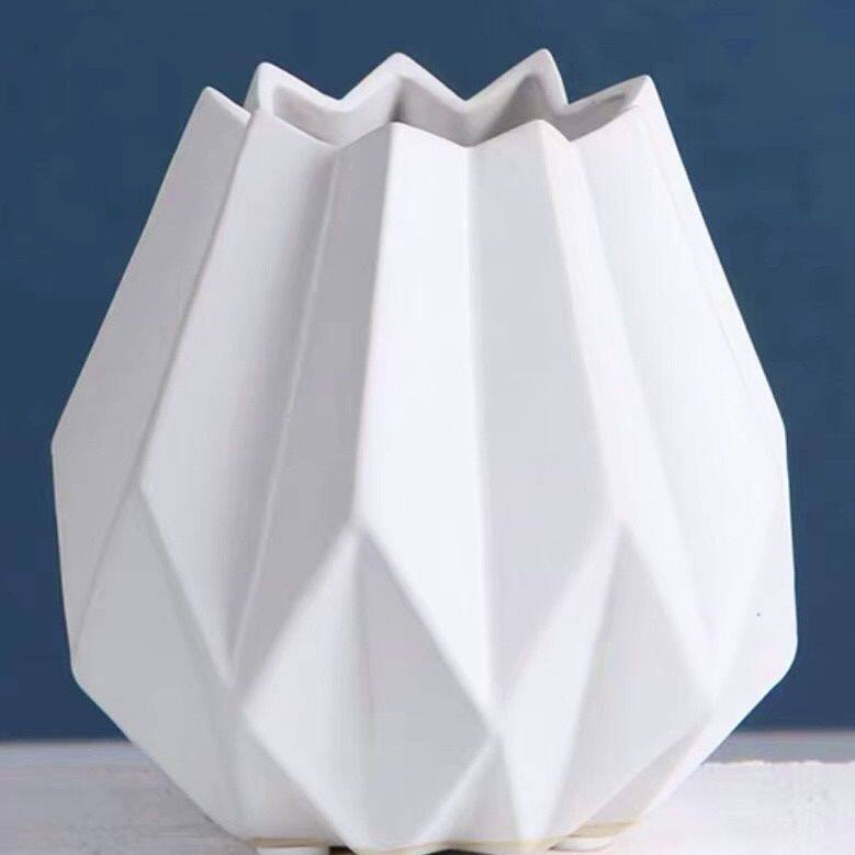北欧陶瓷折纸花瓶莫兰迪花器玫瑰套装客厅玄关装饰摆件微瑕