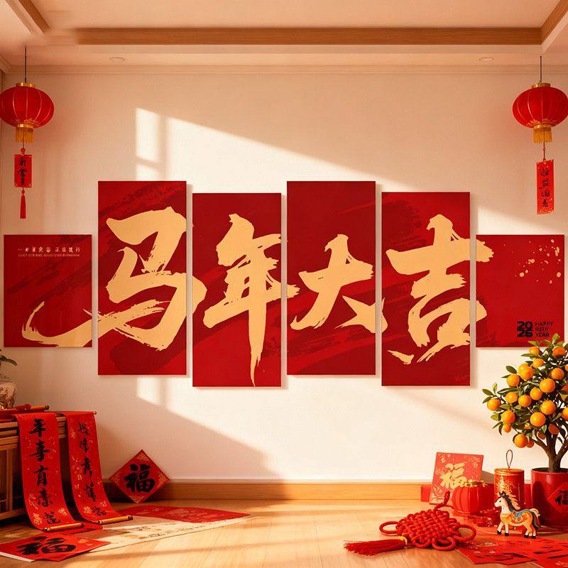 ぃ新款2026新年装饰品马年春节元旦网红打卡场景形象墙面氛围布置,家居饰品,文化墙贴,淘宝优惠券,粉丝福利购,淘宝优惠卷