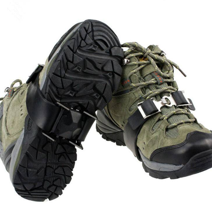 ぃ户外冰爪4四齿防滑鞋套雪地攀岩装备雪爪登山鞋钉链简易便携冰