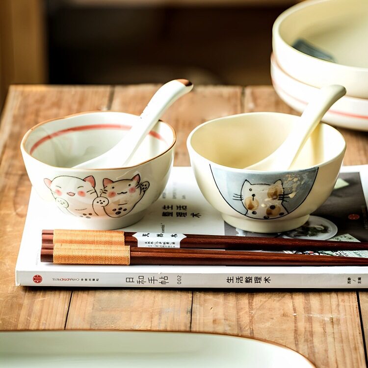 人情侣碗一对情侣款碗家用一人一个可爱的碗甜品碗汤碗陶瓷饭碗