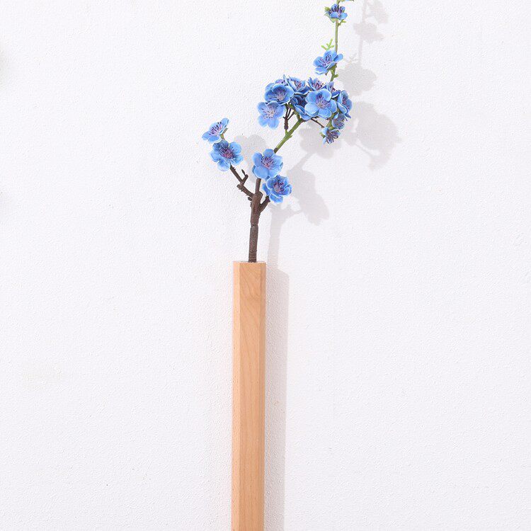 烧桐木实木壁挂花插 日式创意水培插花器 客厅艺术干花摆件花瓶