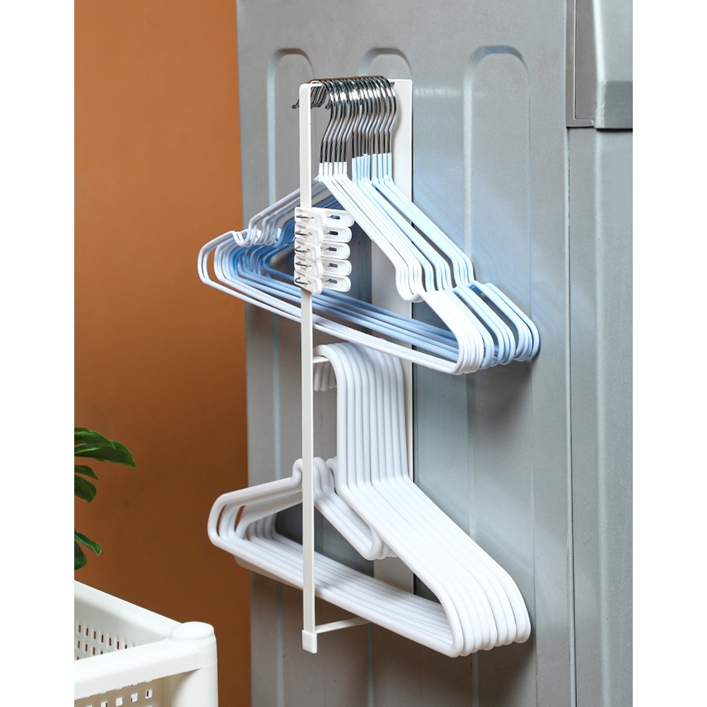 日式洗衣机侧置物架磁吸衣架收纳架免打孔多用铁质挂架 米木.4207