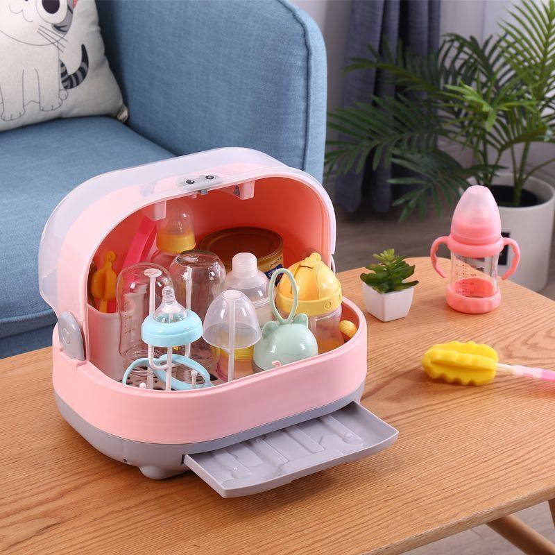 奶瓶收纳箱婴儿带盖防尘放宝宝餐具沥干沥水架杯子储存置物盒夏天