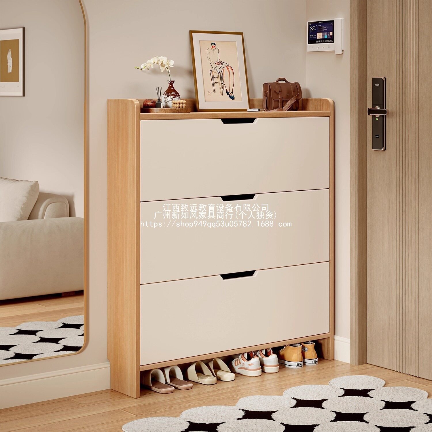 实木翻斗鞋柜家用门口入户门玄关收纳柜一体靠墙2025新款鞋架组装