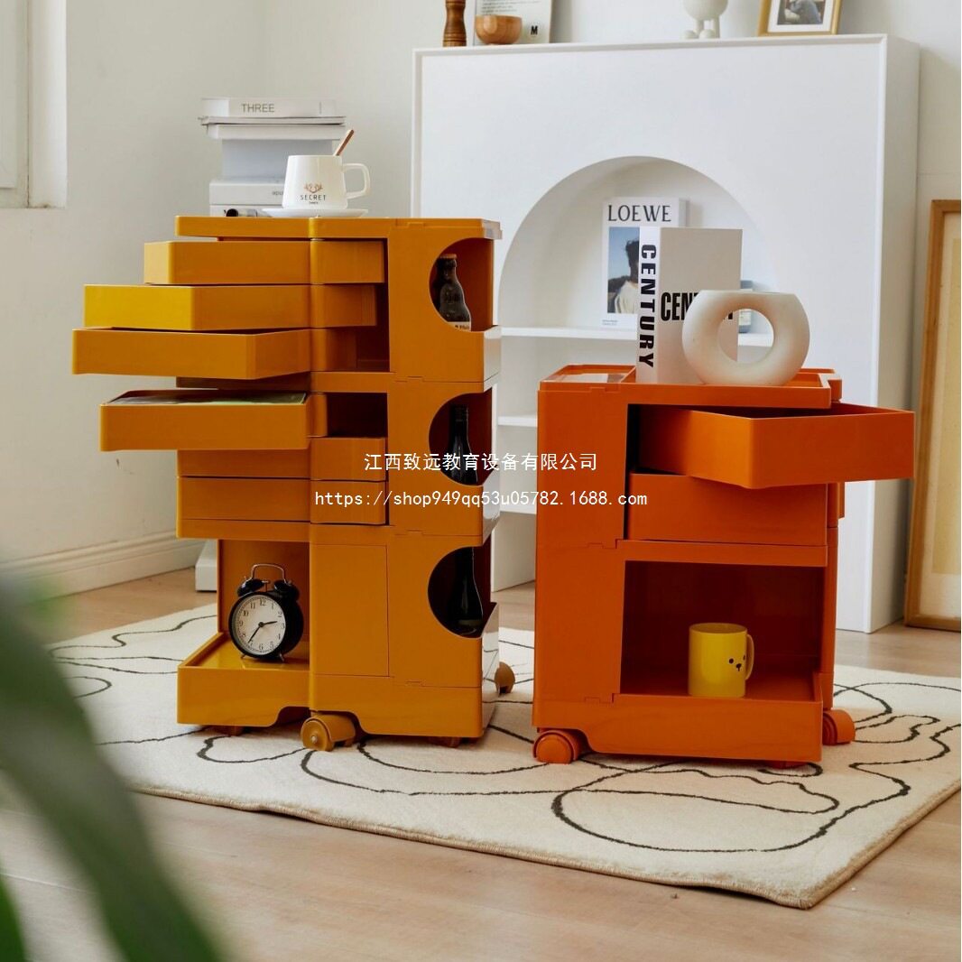 北欧旋转收纳茶几小户型可移动收纳柜沙发边几网红ins风床头柜子