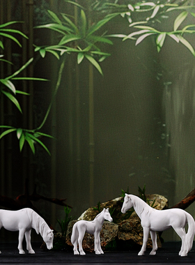 骏马微景观摆件假山水族鱼缸盆景造景装饰品生肖马小动物配件