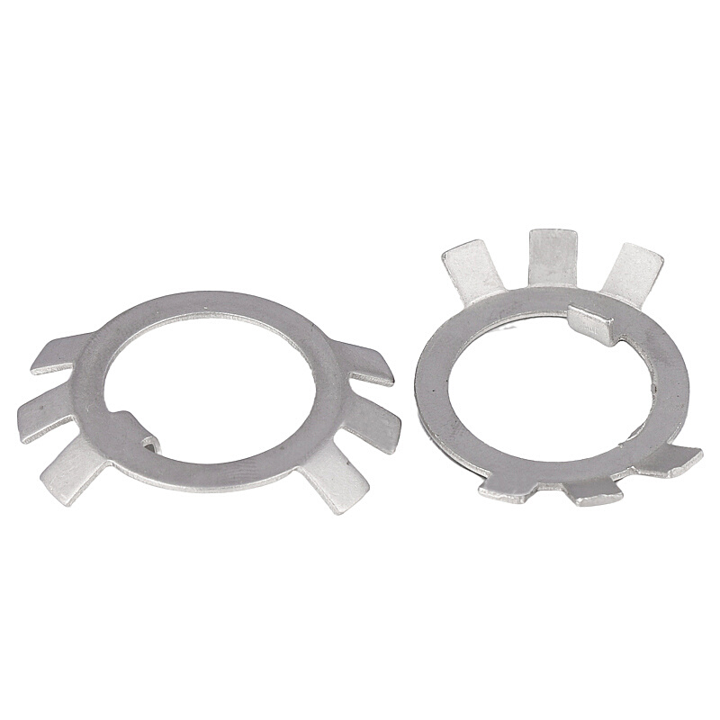 。304不锈钢圆螺母用止动垫片铁止退垫圈六爪挡圈王八锁紧防松GB8