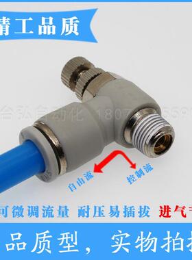 白色ASL进气节流阀 气动L型调节阀SL4-M3B/M5B/01B调速阀限入型