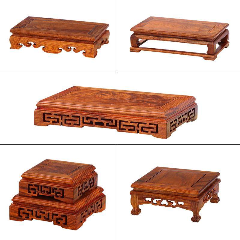 花梨木雕刻佛像奇石摆件底座长方形实木茶壶花瓶盆景鱼缸底座托架