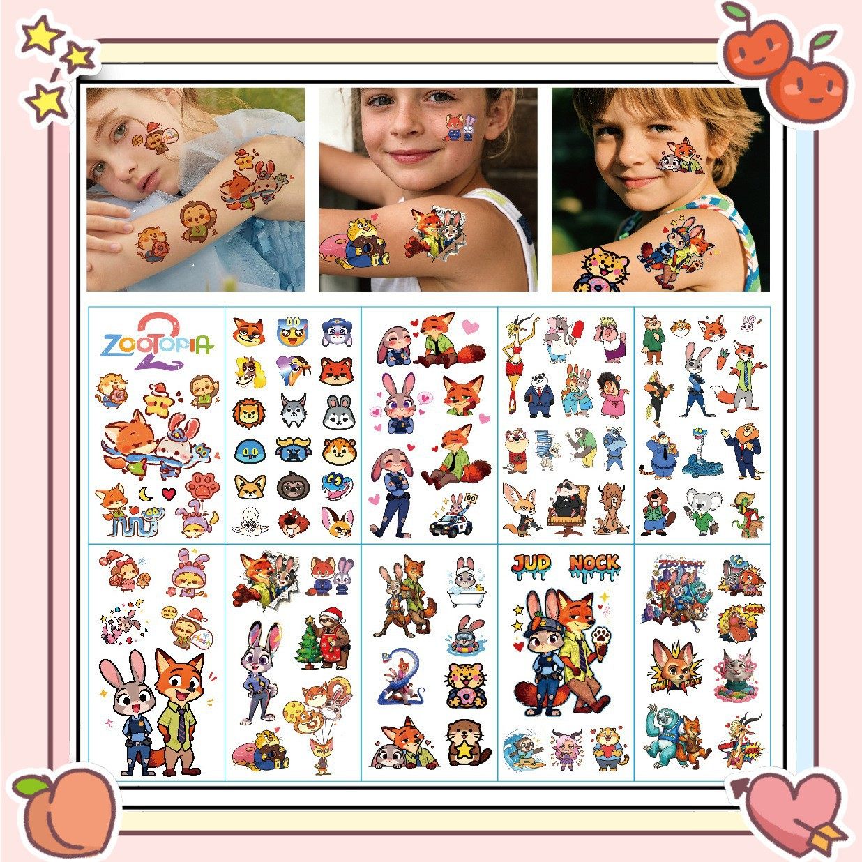 疯狂动物城尼克和朱迪情侣脸贴儿童纹身贴纸可爱手臂防水持久贴画,玩具/童车/益智/积木/模型,贴纸,淘宝优惠券,粉丝福利购,淘宝优惠卷