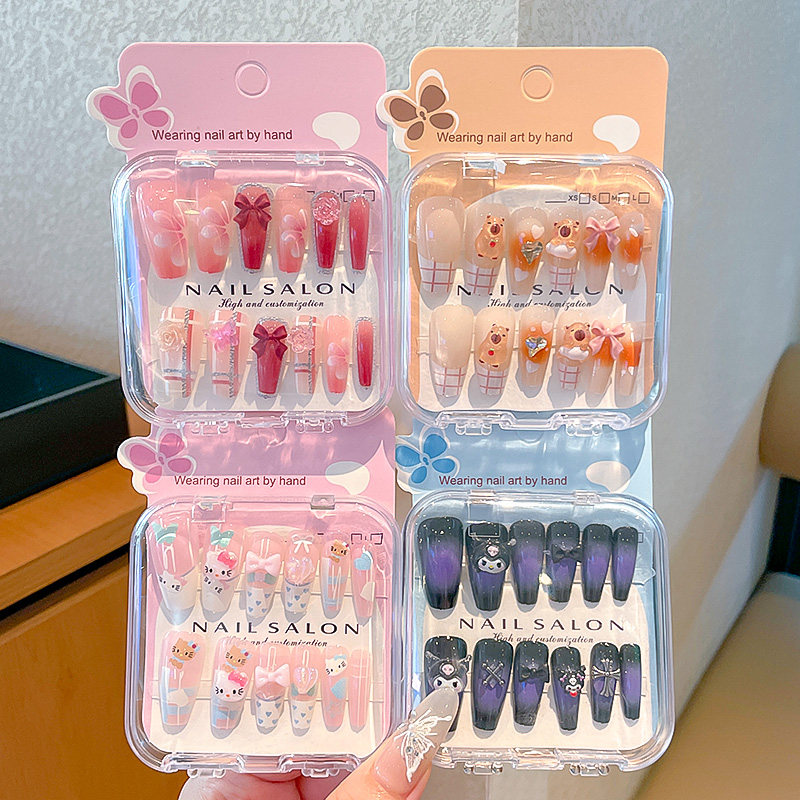 卡通儿童穿戴甲女童指甲贴6岁到8岁小学生美甲贴2025新款中长版