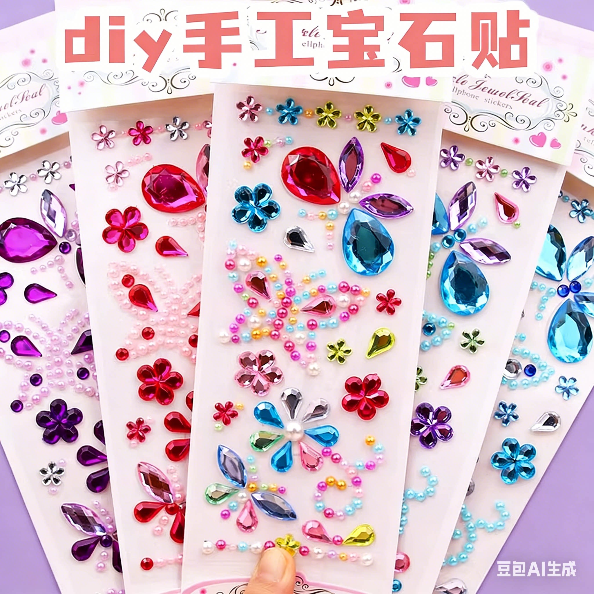 儿童钻石宝石贴纸手腕装饰水晶贴画女孩化妆美容公主手链手工粘贴