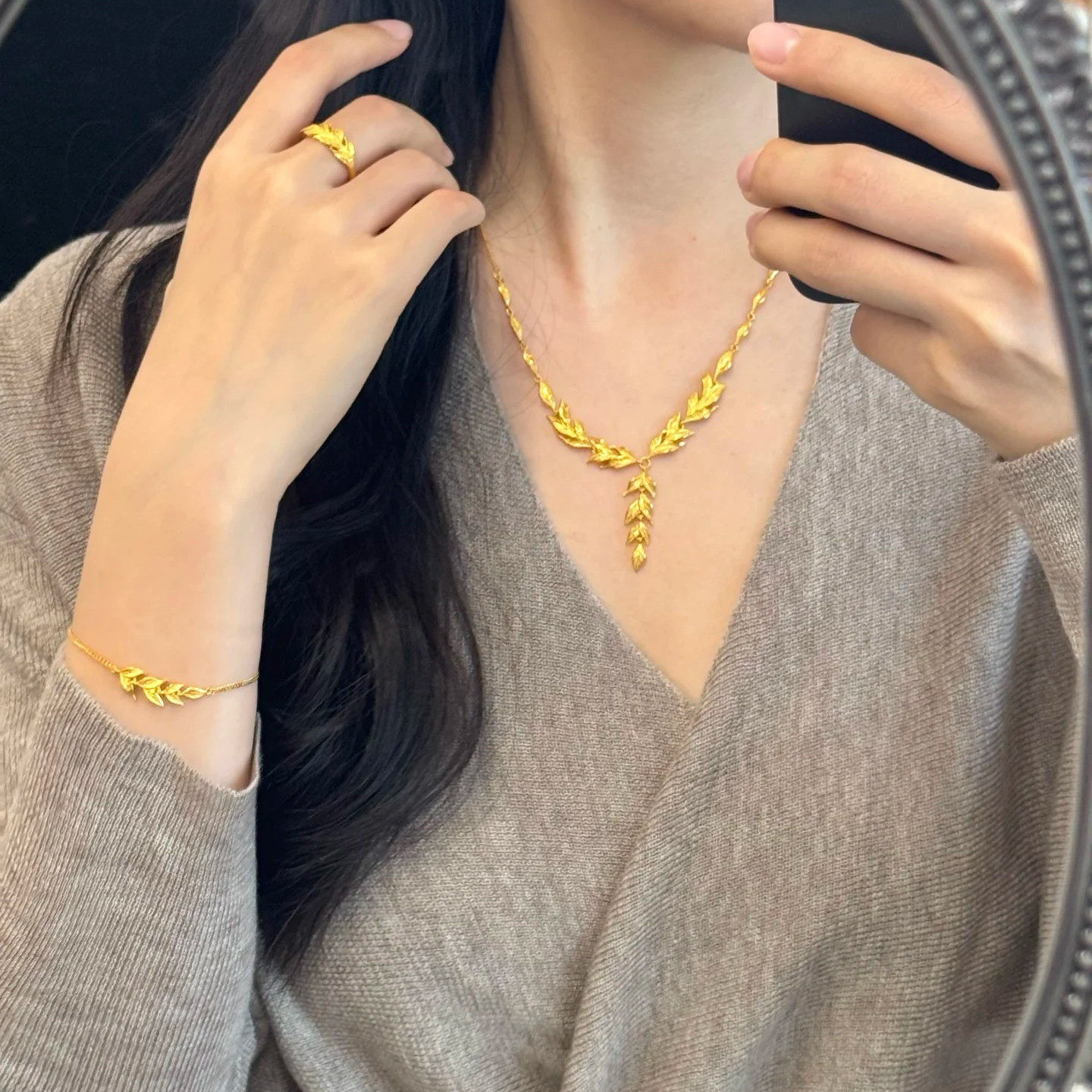 金枝玉叶项链女款仿真黄金结婚假三五金订婚婚嫁戒指手链金店同款