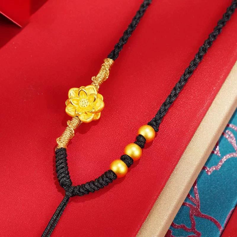 莲花手工编织吊坠绳如意绳项链绳双沟挂绳黄金吊坠自由搭配毛衣链