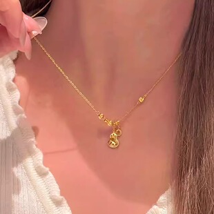 金店同款沙金马上有钱项链仿真黄金锁骨链久不掉色葫芦高级感女