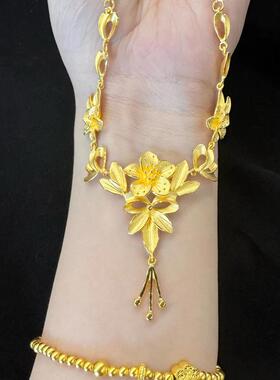 三生花沙金项链繁花花月佳期仿真黄金婚庆首饰假黄金仿金结婚饰品