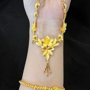 三生花沙金项链繁花花月佳期仿真黄金婚庆首饰假黄金仿金结婚饰品
