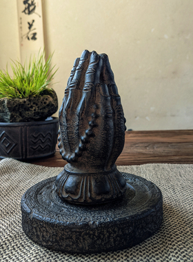 热销雲植仿古仿石合掌摆件装饰品工艺品玄关家居复古