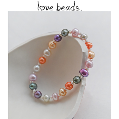 原创小众彩色巴洛克珍珠弹力手链