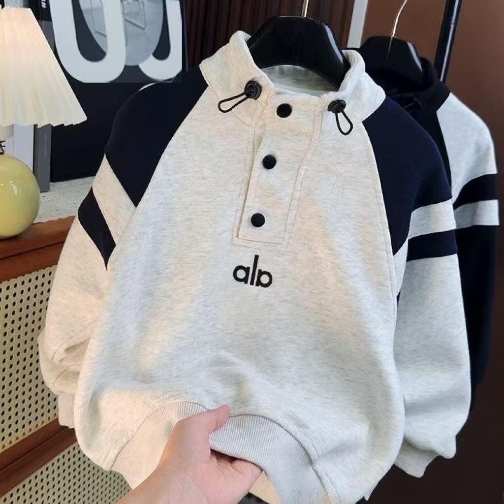 2025新款春秋男童插肩撞色运动卫衣中大童时尚潮流帅气童装外套