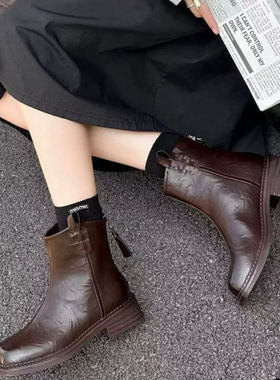 AAL227-5高定时尚方头粗跟时尚瘦瘦靴